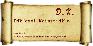 Décsei Krisztián névjegykártya